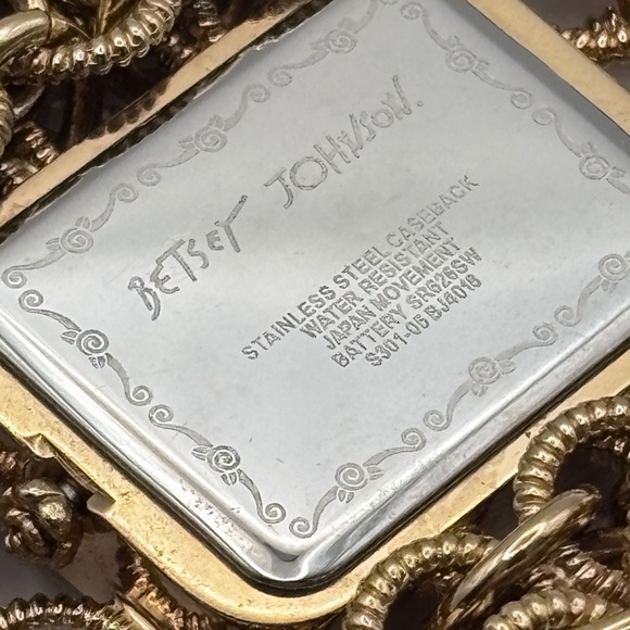 Betsey Johnson Watch Crystal Wide Chain Bracelet Gold Tone Needs Battery - Picture 8 of 12